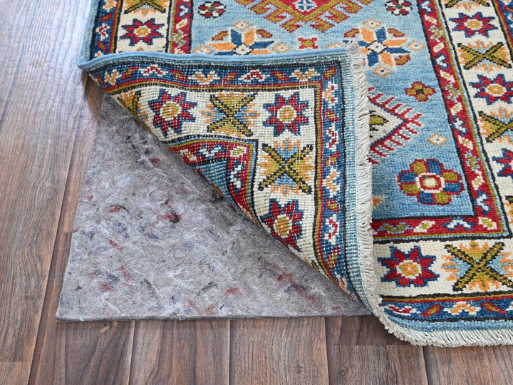 2'1" x 5'9" New Hand Knotted Blue Wool Runner Oriental Rug - MOA102492