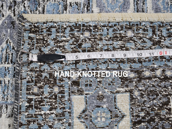 2'7" x 8'1" New Hand Knotted Blue Wool & Silk Runner Oriental Rug - MOA10249456