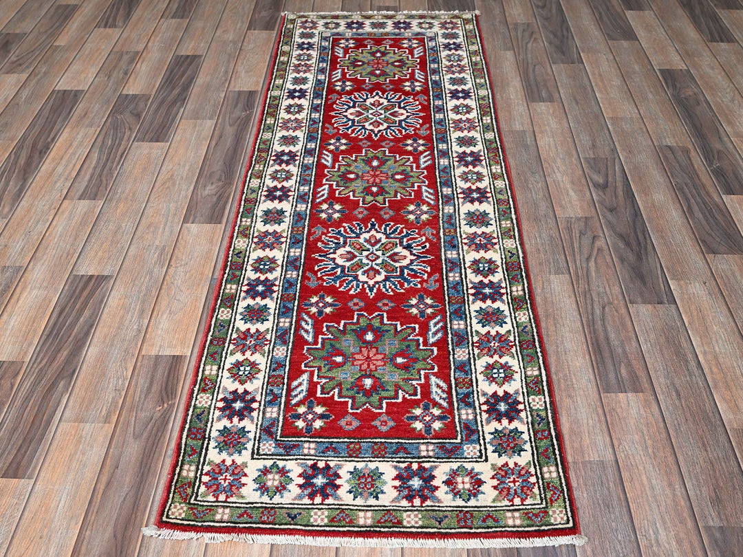 2'1" x 6'0" New Hand Knotted Red Wool Runner Oriental Rug - MOA102494