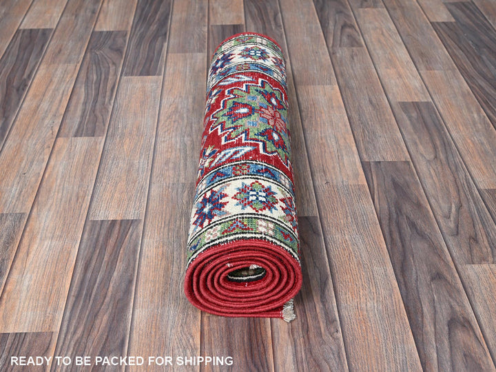 2'1" x 6'0" New Hand Knotted Red Wool Runner Oriental Rug - MOA102494