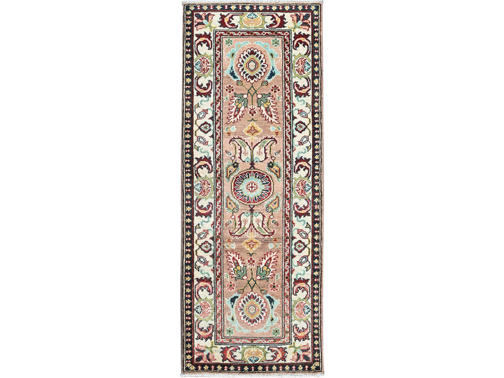 2'2" x 5'10" New Hand Knotted Brown Wool Runner Oriental Rug - MOA102495