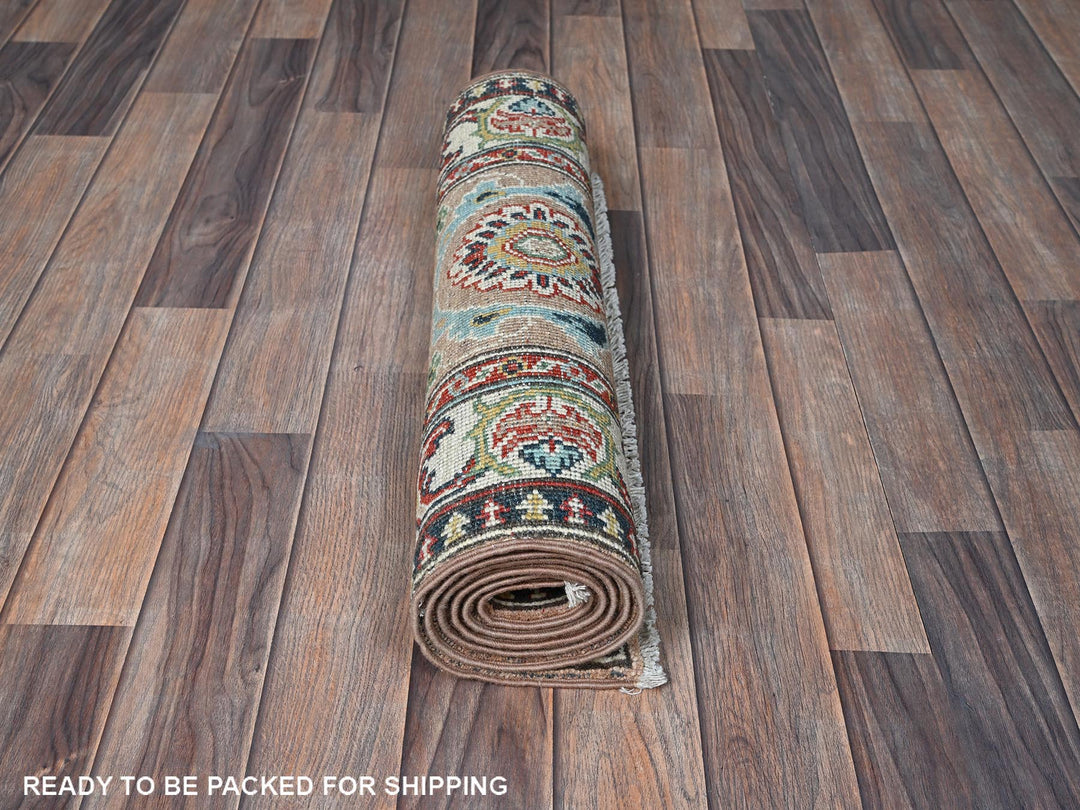 2'2" x 5'10" New Hand Knotted Brown Wool Runner Oriental Rug - MOA102495