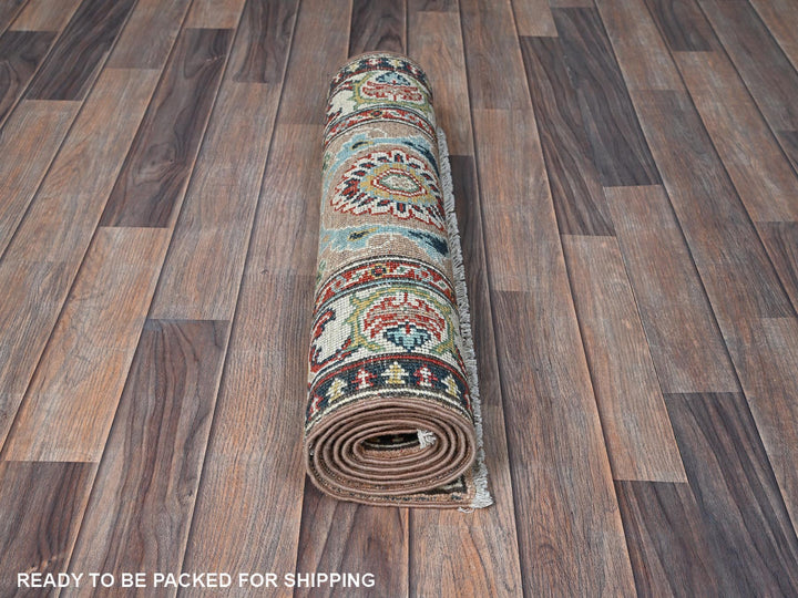 2'2" x 5'10" New Hand Knotted Brown Wool Runner Oriental Rug - MOA102495