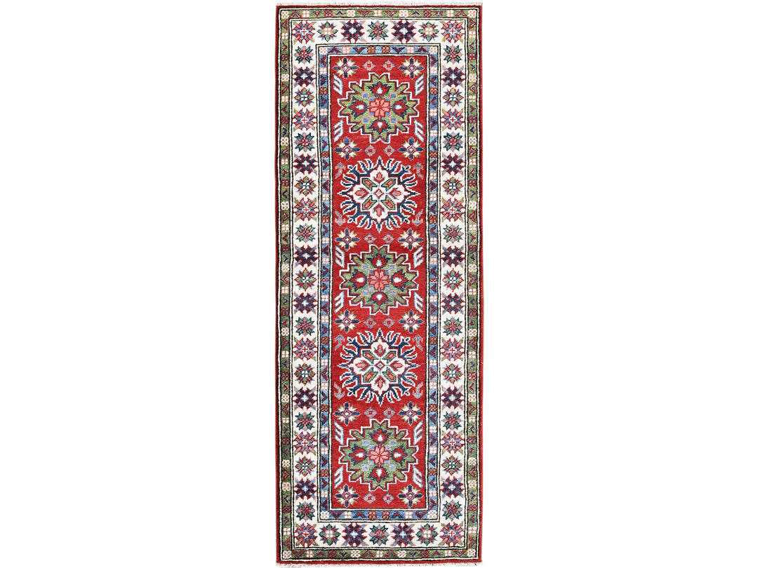 2'1" x 6'0" New Hand Knotted Red Wool Runner Oriental Rug - MOA102500