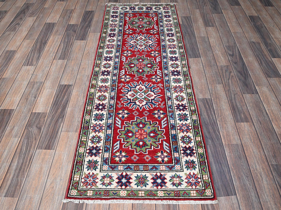 2'1" x 6'0" New Hand Knotted Red Wool Runner Oriental Rug - MOA102500