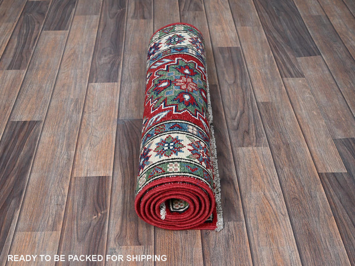 2'1" x 6'0" New Hand Knotted Red Wool Runner Oriental Rug - MOA102500