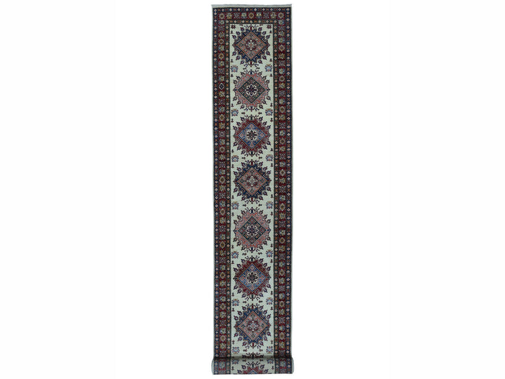 2'9" x 19'1" New Hand Knotted Ivory Wool Runner Oriental Rug - MOA10250187