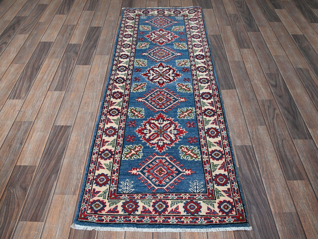 2'1" x 5'10" New Hand Knotted Blue Wool Runner Oriental Rug - MOA102501