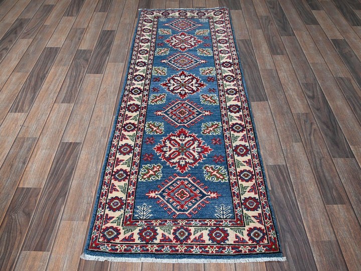 2'1" x 5'10" New Hand Knotted Blue Wool Runner Oriental Rug - MOA102501