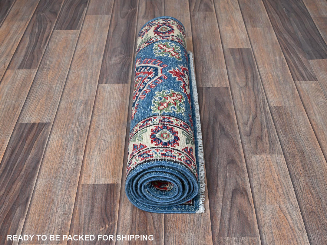 2'1" x 5'10" New Hand Knotted Blue Wool Runner Oriental Rug - MOA102501