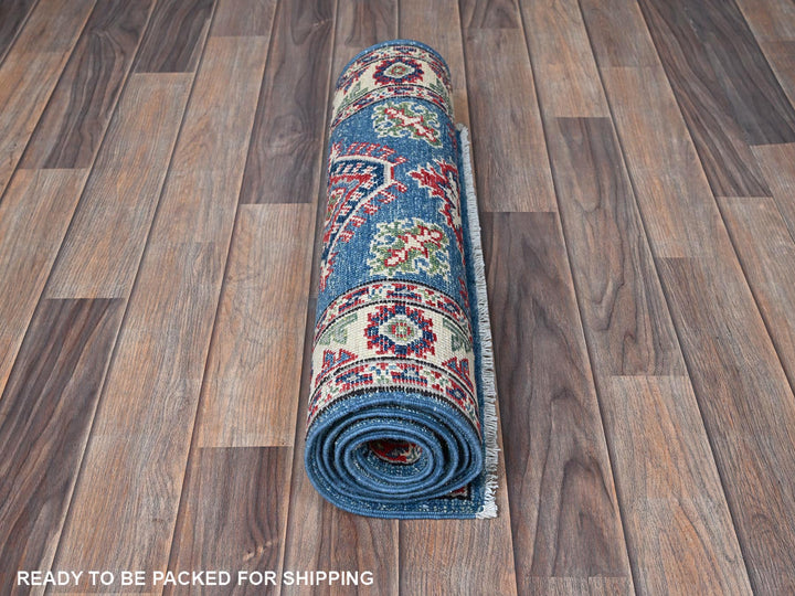 2'1" x 5'10" New Hand Knotted Blue Wool Runner Oriental Rug - MOA102501