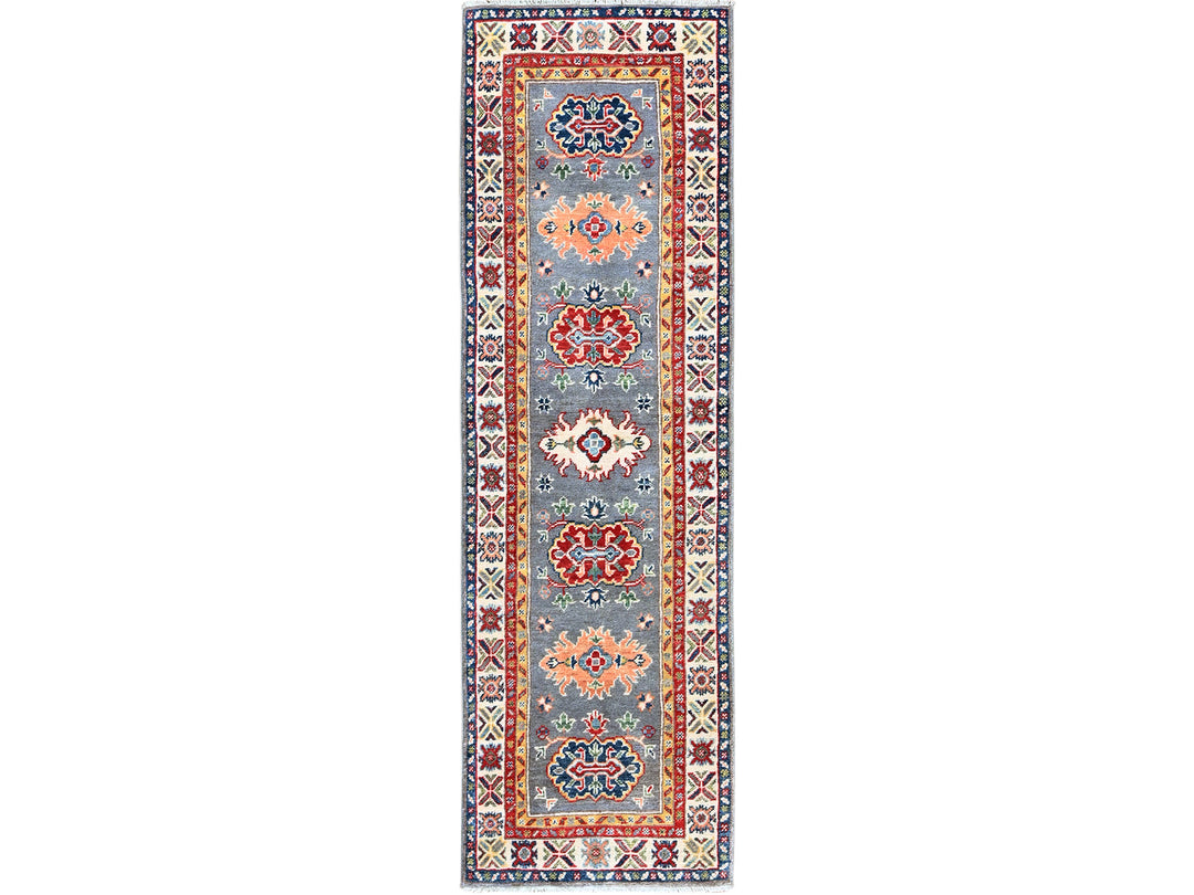 2'0" x 6'6" New Hand Knotted Grey Wool Runner Oriental Rug - MOA102503