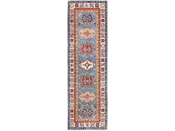 2'0" x 6'6" New Hand Knotted Grey Wool Runner Oriental Rug - MOA102503