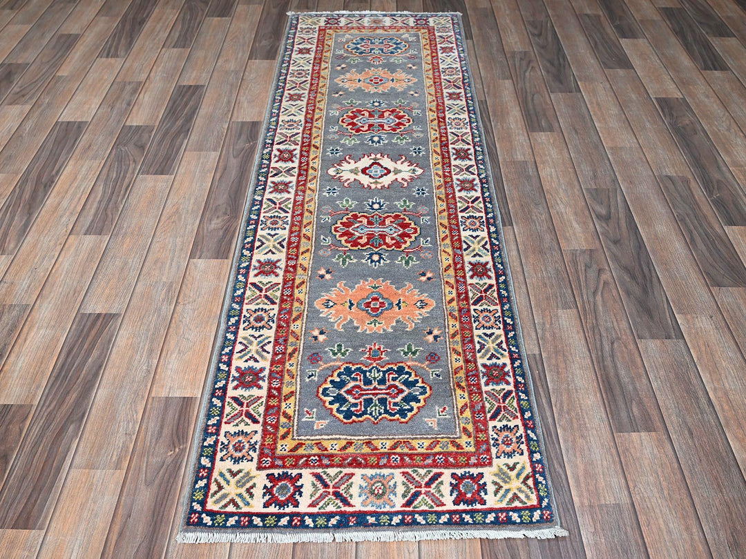 2'0" x 6'6" New Hand Knotted Grey Wool Runner Oriental Rug - MOA102503