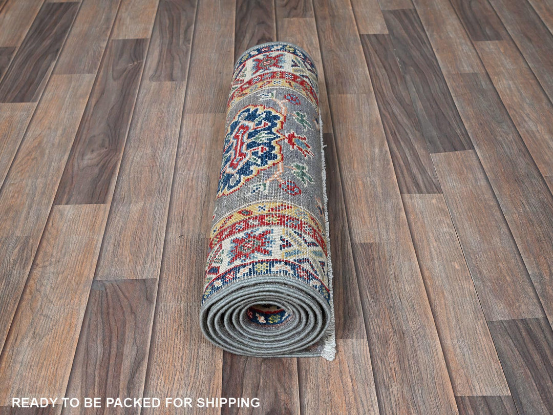 2'0" x 6'6" New Hand Knotted Grey Wool Runner Oriental Rug - MOA102503