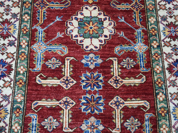 3'5" x 19'3" New Hand Knotted Red Wool Runner Oriental Rug - MOA10250419