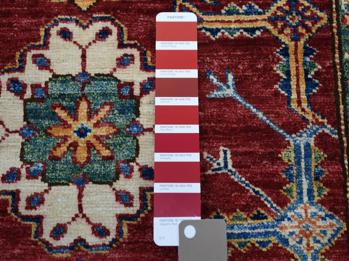 3'5" x 19'3" New Hand Knotted Red Wool Runner Oriental Rug - MOA10250419