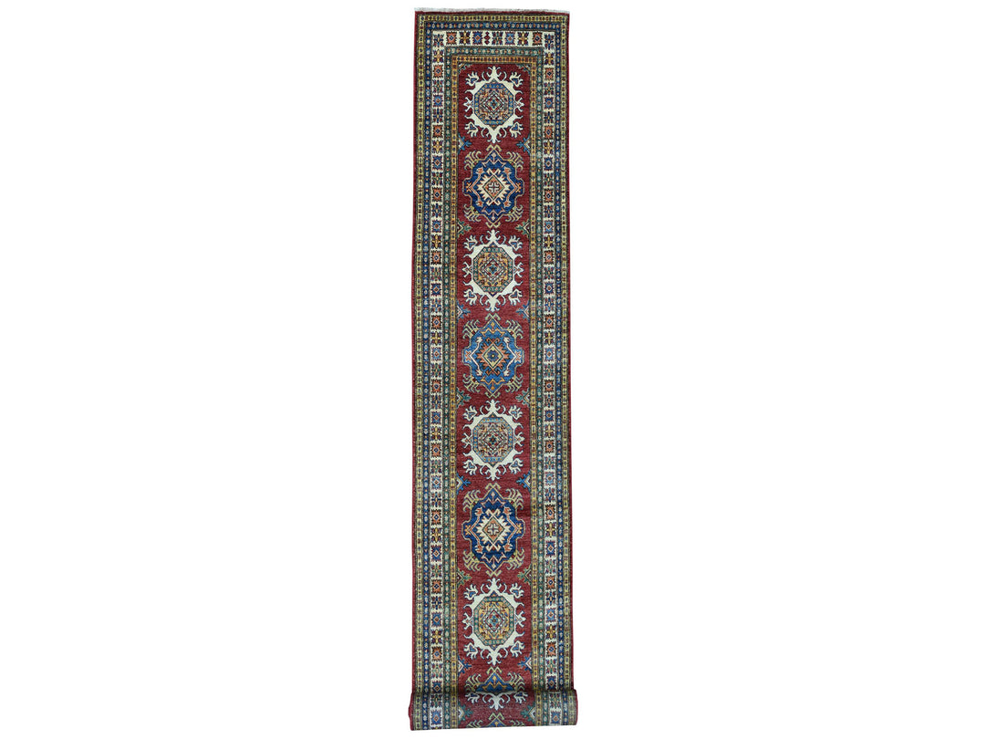 2'8" x 19'5" New Hand Knotted Red Wool Runner Oriental Rug - MOA10250575