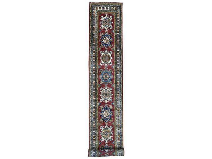 2'8" x 19'5" New Hand Knotted Red Wool Runner Oriental Rug - MOA10250575