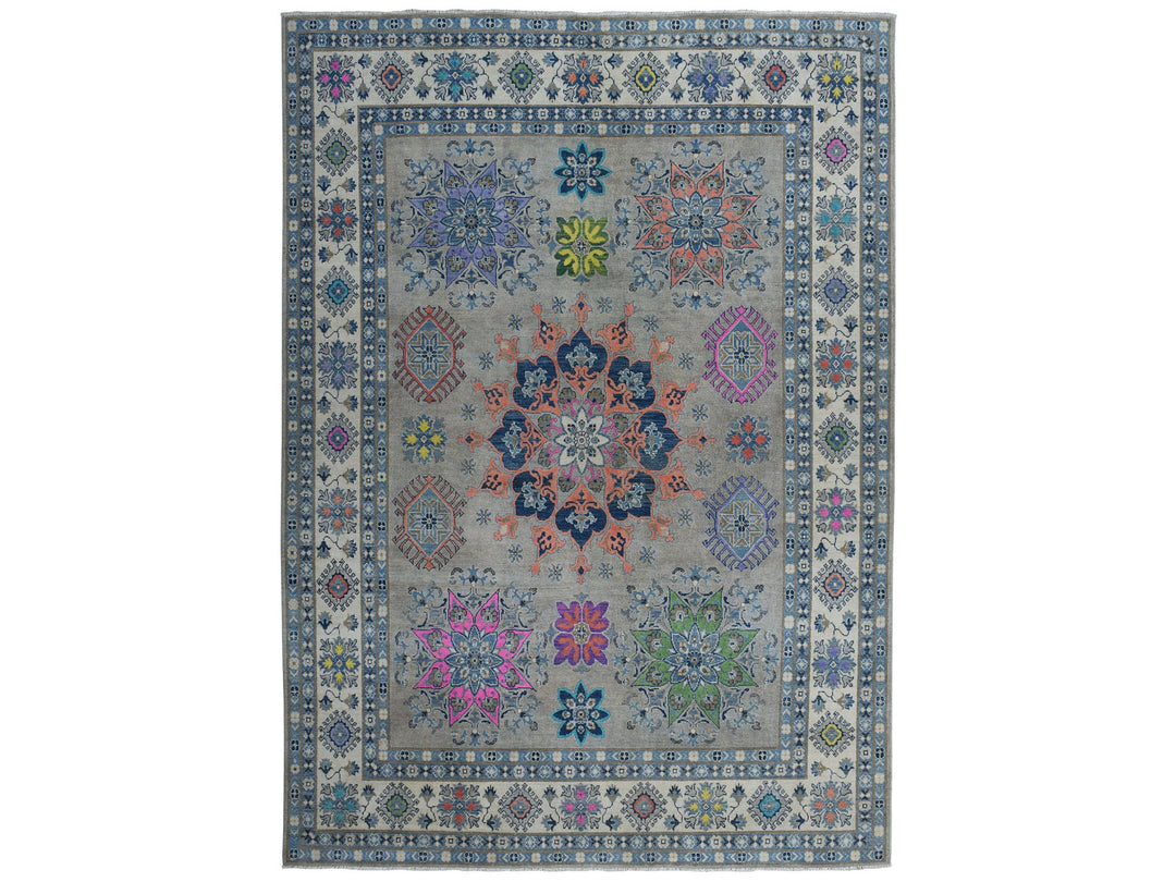 8'0" x 9'9" New Hand Knotted Grey Wool Rectangle Oriental Rug - MOA10250579