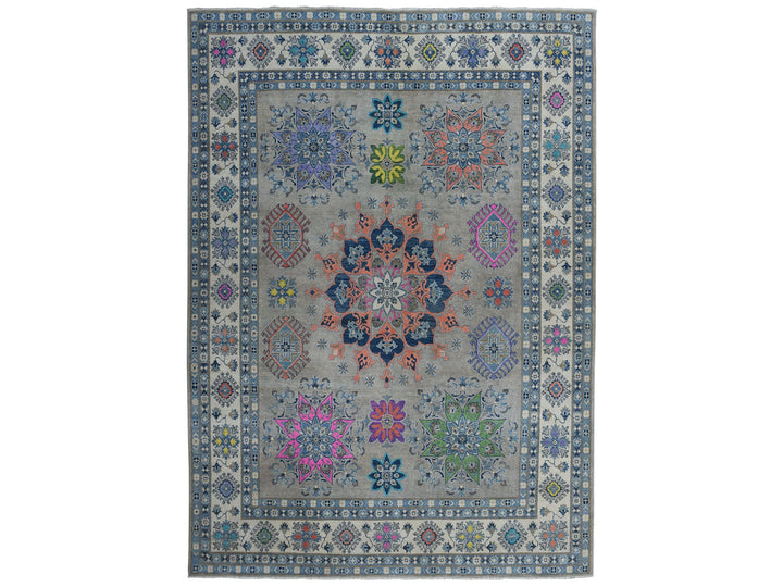 8'0" x 9'9" New Hand Knotted Grey Wool Rectangle Oriental Rug - MOA10250579