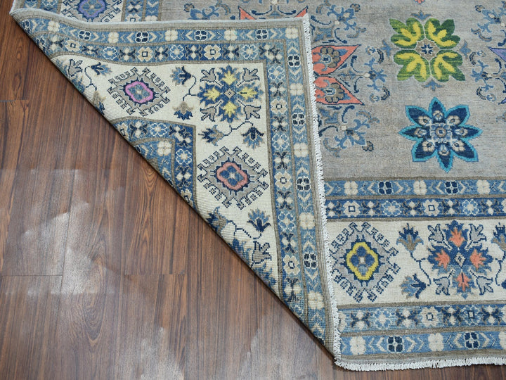 8'0" x 9'9" New Hand Knotted Grey Wool Rectangle Oriental Rug - MOA10250579