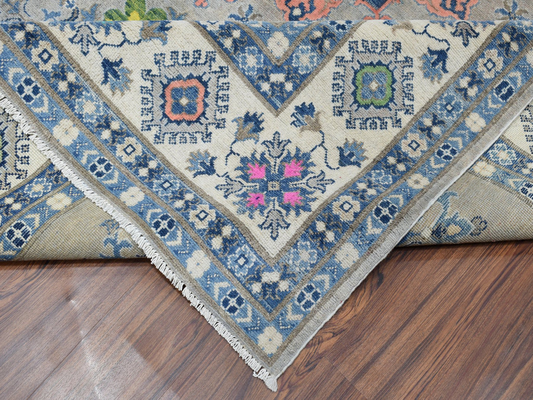 8'0" x 9'9" New Hand Knotted Grey Wool Rectangle Oriental Rug - MOA10250579
