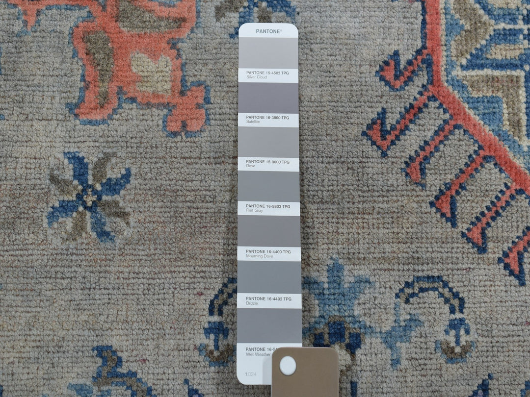 8'0" x 9'9" New Hand Knotted Grey Wool Rectangle Oriental Rug - MOA10250579