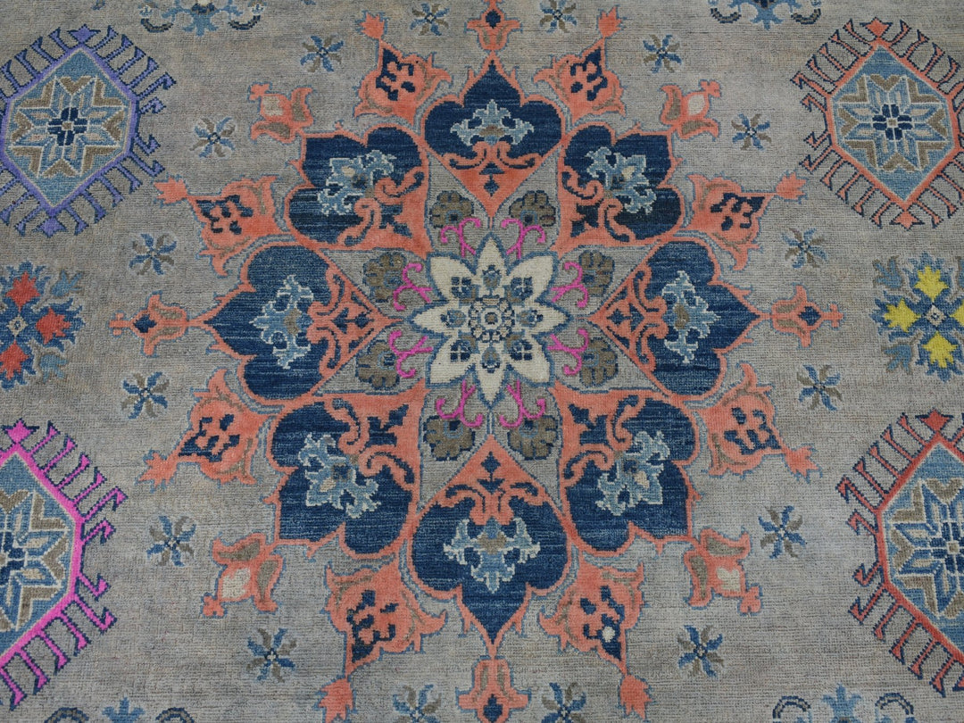 8'0" x 9'9" New Hand Knotted Grey Wool Rectangle Oriental Rug - MOA10250579