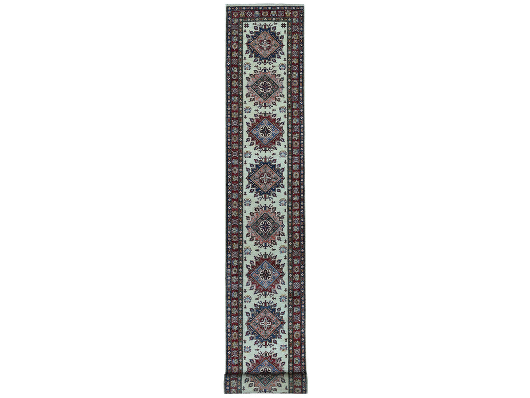 2'9" x 19'0" New Hand Knotted Ivory Wool Runner Oriental Rug - MOA10250646
