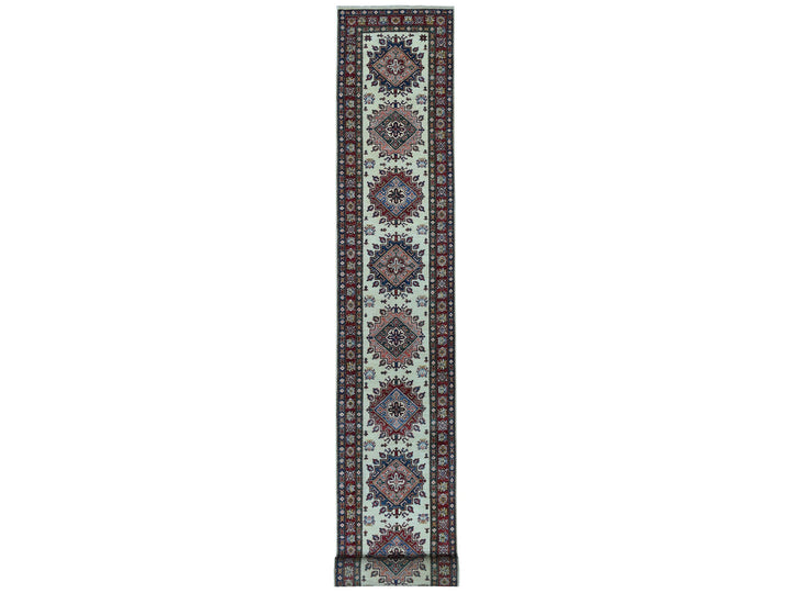 2'9" x 19'0" New Hand Knotted Ivory Wool Runner Oriental Rug - MOA10250646