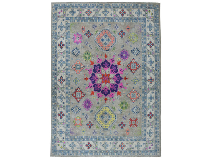 9'2" x 11'7" New Hand Knotted Grey Wool Rectangle Oriental Rug - MOA10250673