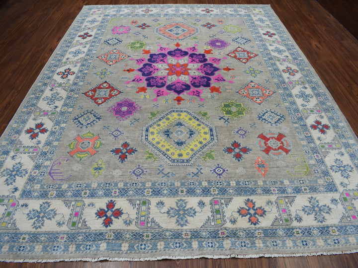 9'2" x 11'7" New Hand Knotted Grey Wool Rectangle Oriental Rug - MOA10250673