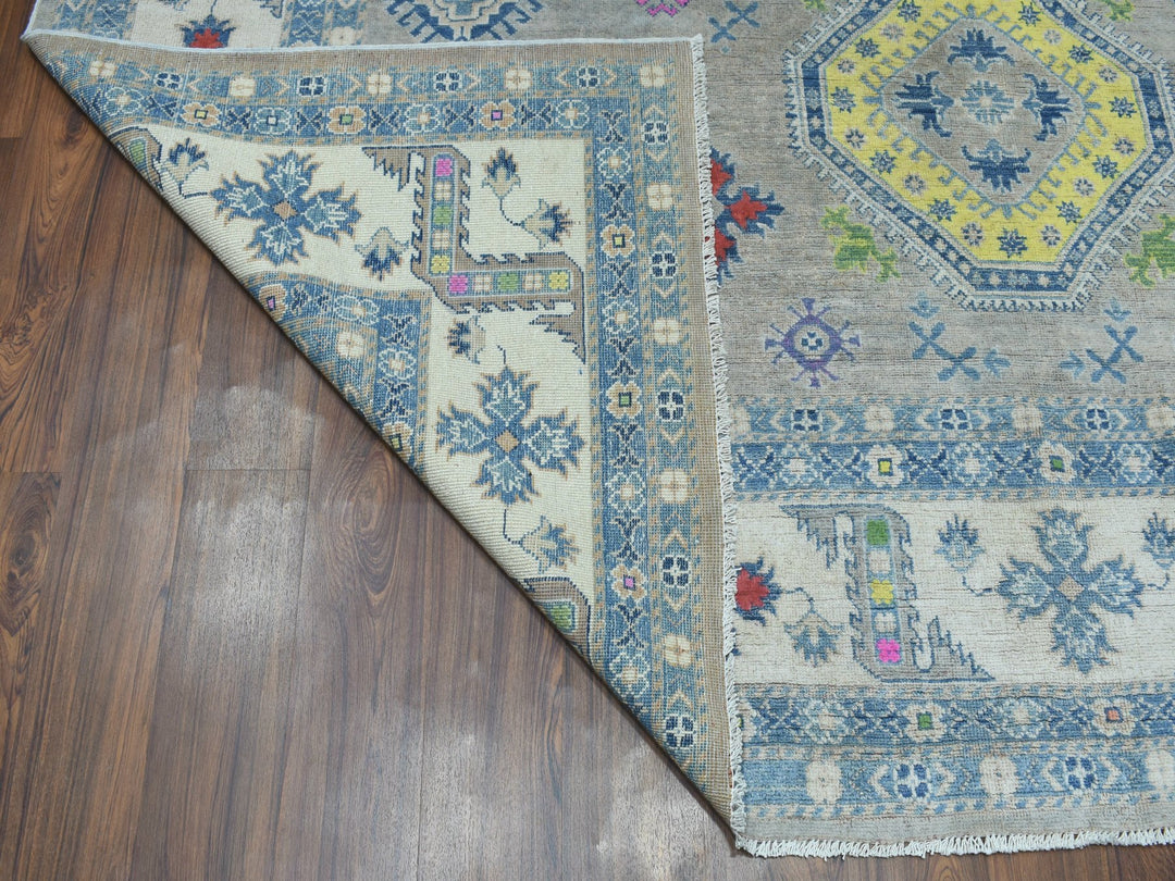 9'2" x 11'7" New Hand Knotted Grey Wool Rectangle Oriental Rug - MOA10250673