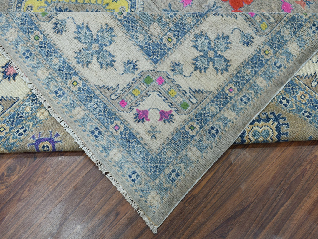 9'2" x 11'7" New Hand Knotted Grey Wool Rectangle Oriental Rug - MOA10250673