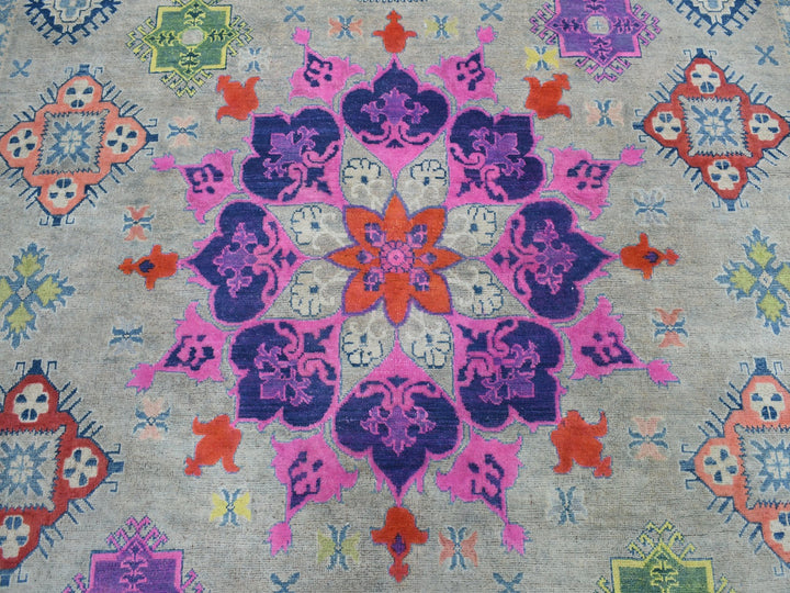 9'2" x 11'7" New Hand Knotted Grey Wool Rectangle Oriental Rug - MOA10250673