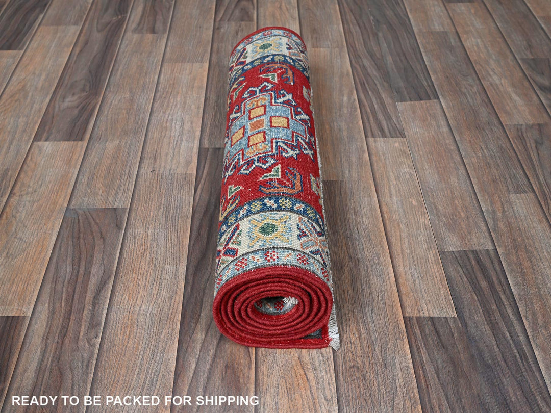 2'0" x 5'9" New Hand Knotted Red Wool Runner Oriental Rug - MOA102506