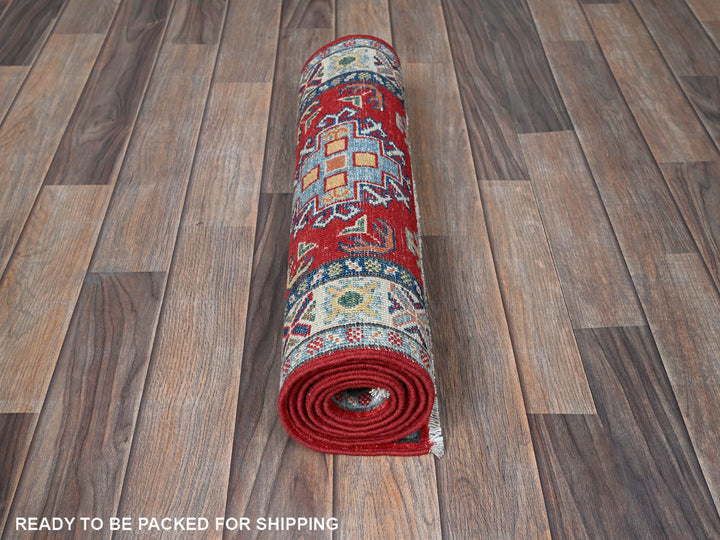 2'0" x 5'9" New Hand Knotted Red Wool Runner Oriental Rug - MOA102506