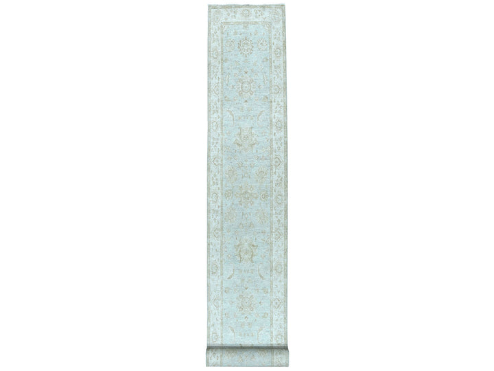 2'8" x 15'9" New Hand Knotted Grey Wool Runner Oriental Rug - MOA10250792