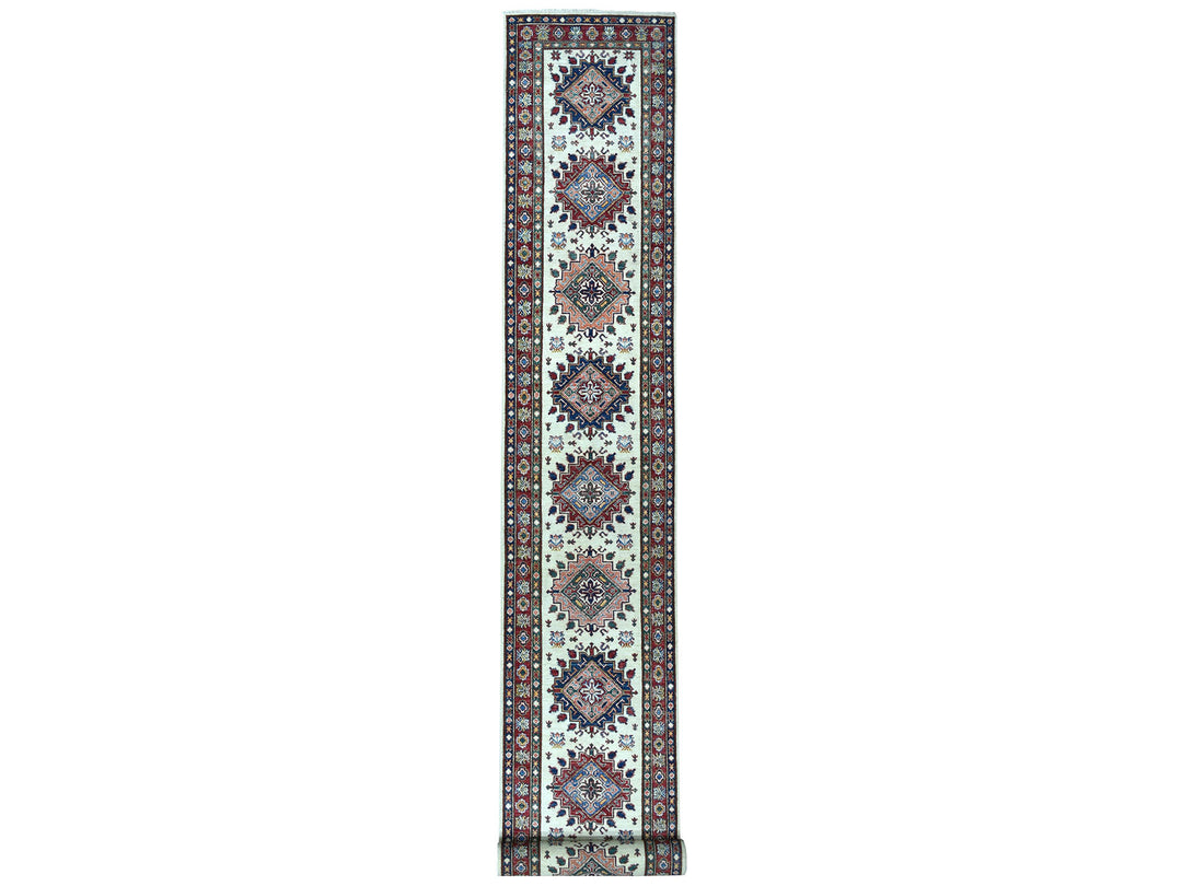 2'10" x 19'1" New Hand Knotted Ivory Wool Runner Oriental Rug - MOA10250822