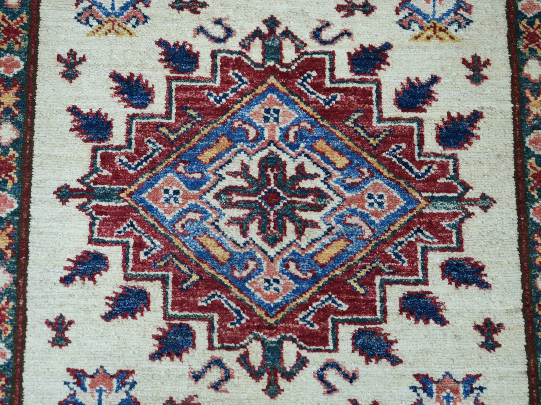 2'10" x 19'1" New Hand Knotted Ivory Wool Runner Oriental Rug - MOA10250822