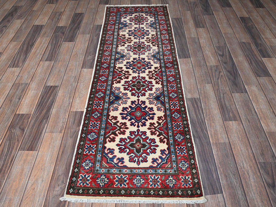 1'10" x 6'0" New Hand Knotted Ivory Wool Runner Oriental Rug - MOA102508