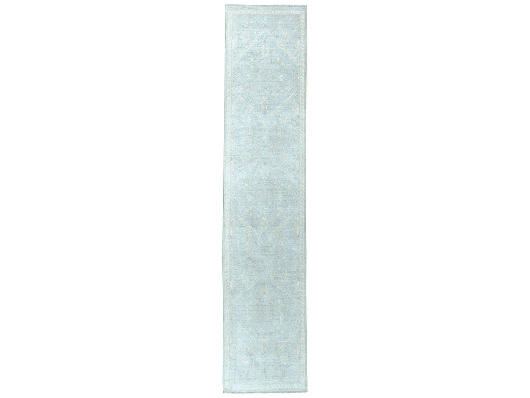 2'7" x 9'9" New Hand Knotted Grey Wool Runner Oriental Rug - MOA10251003