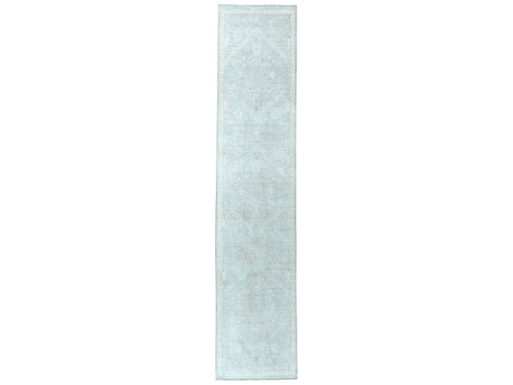 2'7" x 9'9" New Hand Knotted Grey Wool Runner Oriental Rug - MOA10251003