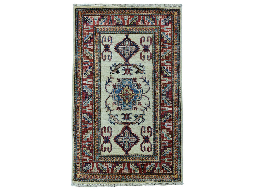 2'1" x 3'2" New Hand Knotted Ivory Wool Rectangle Oriental Rug - MOA10251013