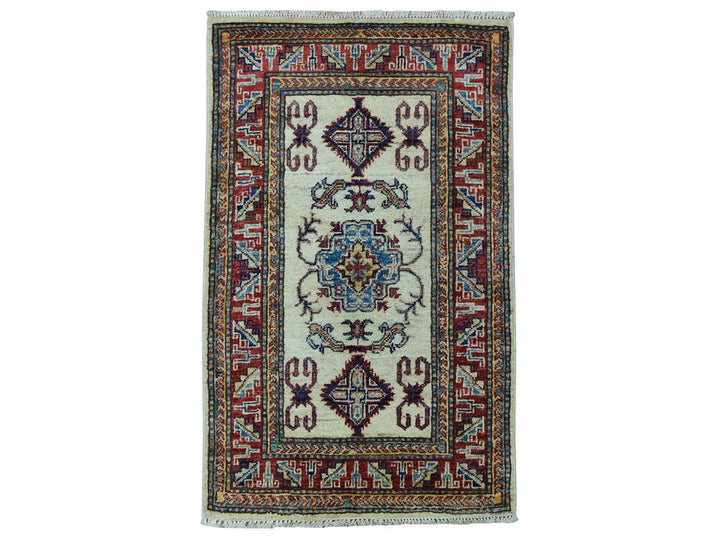 2'1" x 3'2" New Hand Knotted Ivory Wool Rectangle Oriental Rug - MOA10251013