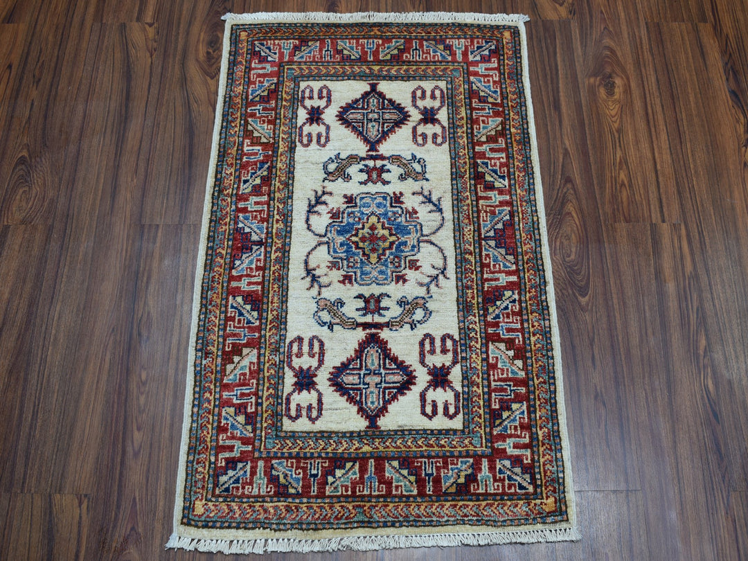 2'1" x 3'2" New Hand Knotted Ivory Wool Rectangle Oriental Rug - MOA10251013