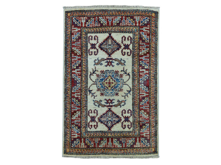 2'2" x 3'1" New Hand Knotted Ivory Wool Rectangle Oriental Rug - MOA10251020
