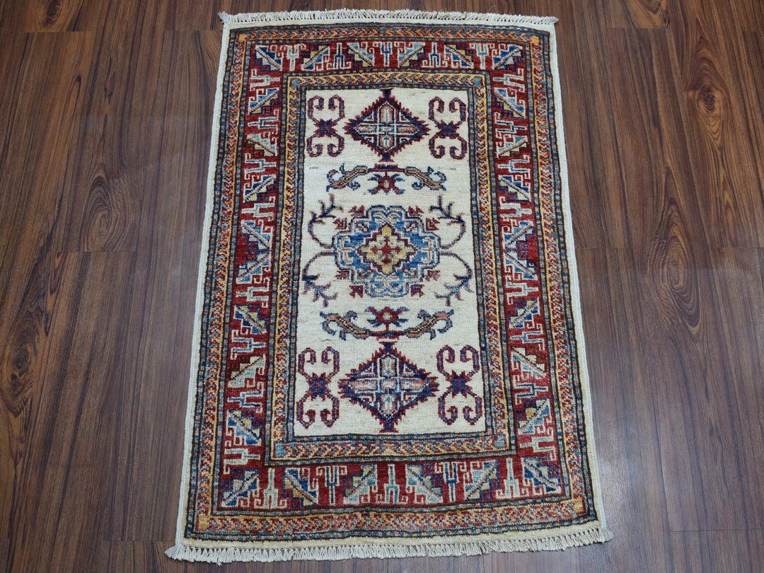 2'2" x 3'1" New Hand Knotted Ivory Wool Rectangle Oriental Rug - MOA10251020