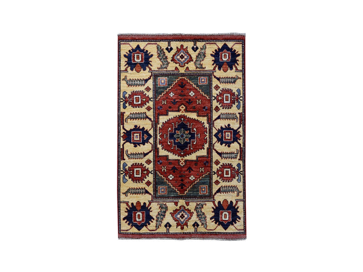 3'5" x 4'9" New Hand Knotted Red Wool Rectangle Oriental Rug - MOA10251301